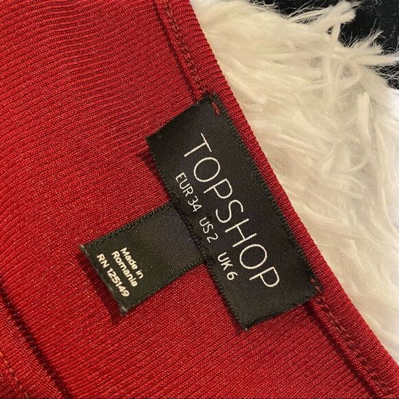 TopShop Ribbed Cold Shoulder Mini Dress in Red Size 2 - Picture 3 of 9